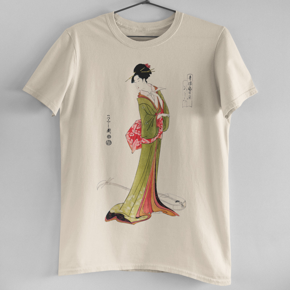 Japanese Geisha Dressed In Green Tee